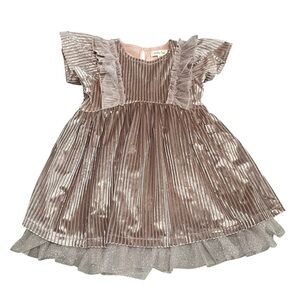 Matilda Jane Girls Kori Dress Velvet Wide Ribbed with Glitter Tulle Size 2